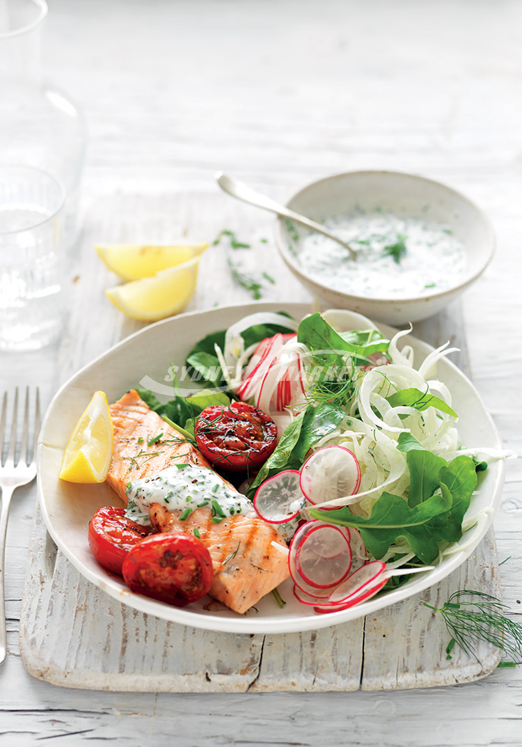 Amina Elshafei – September Week 2 – CHAR-GRILLED TOMATO, SALMON & FENNEL SALAD