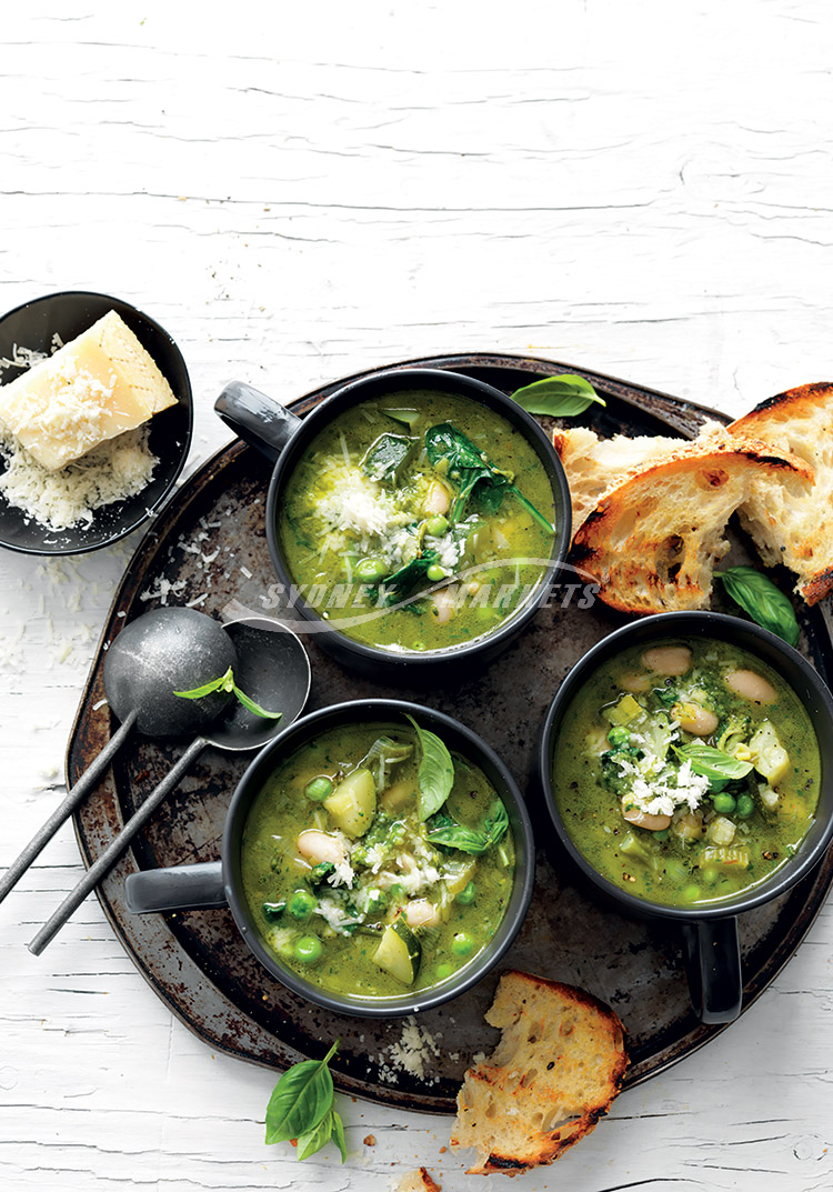 Tom Walton – Green Veggie Minestrone with Basil & Parmesan Oil