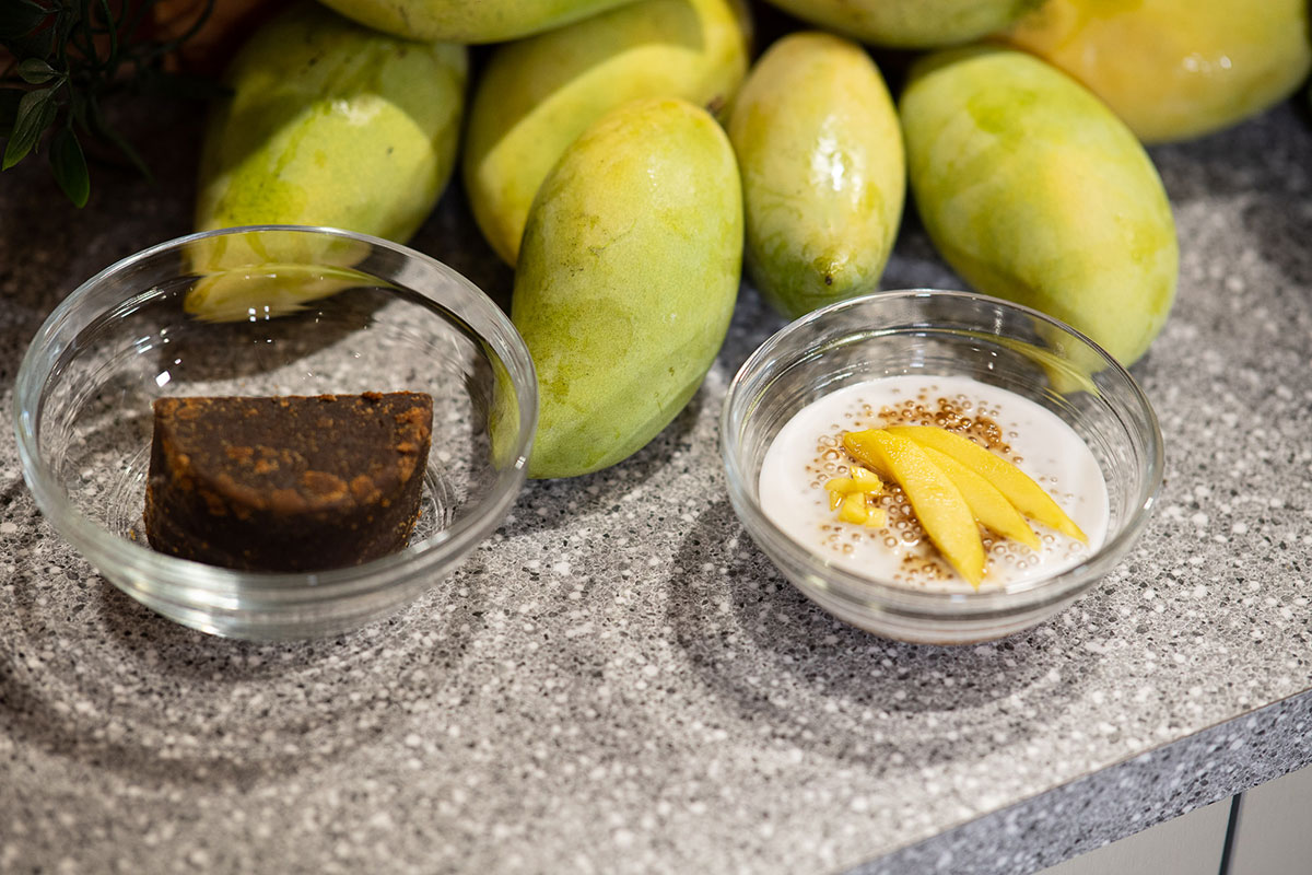 Audra Morrice – November Week 2 – Sago Pudding with Coconut Milk, Gula Melaka and Fresh Mangoes